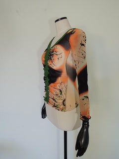 Vintage 1990s John Paul Gaultier Soleil Mesh Swimmer Print Long Sleeve Top Shirt