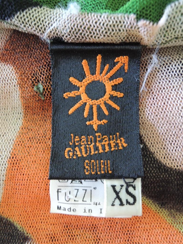 Vintage 1990s John Paul Gaultier Soleil Mesh Swimmer Print Long Sleeve Top Shirt 1
