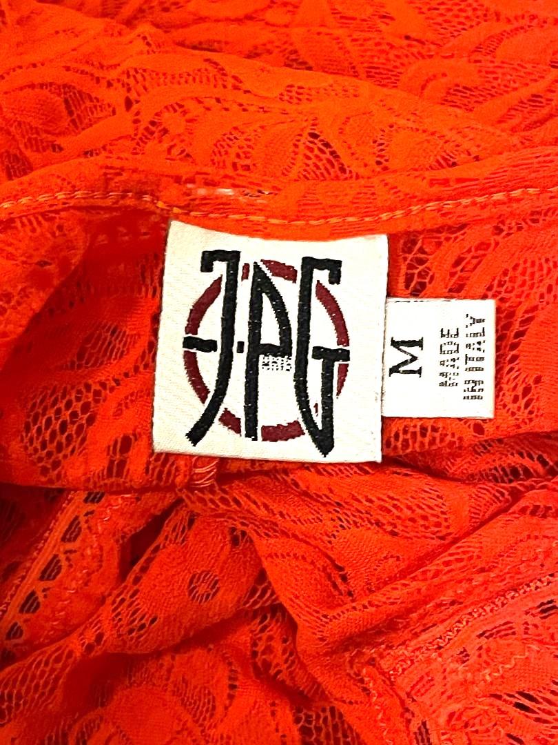 Women's Vintage 1990's JPG by Jean Paul Gaultier Sheer Red Stretch Lace Maxi Dress