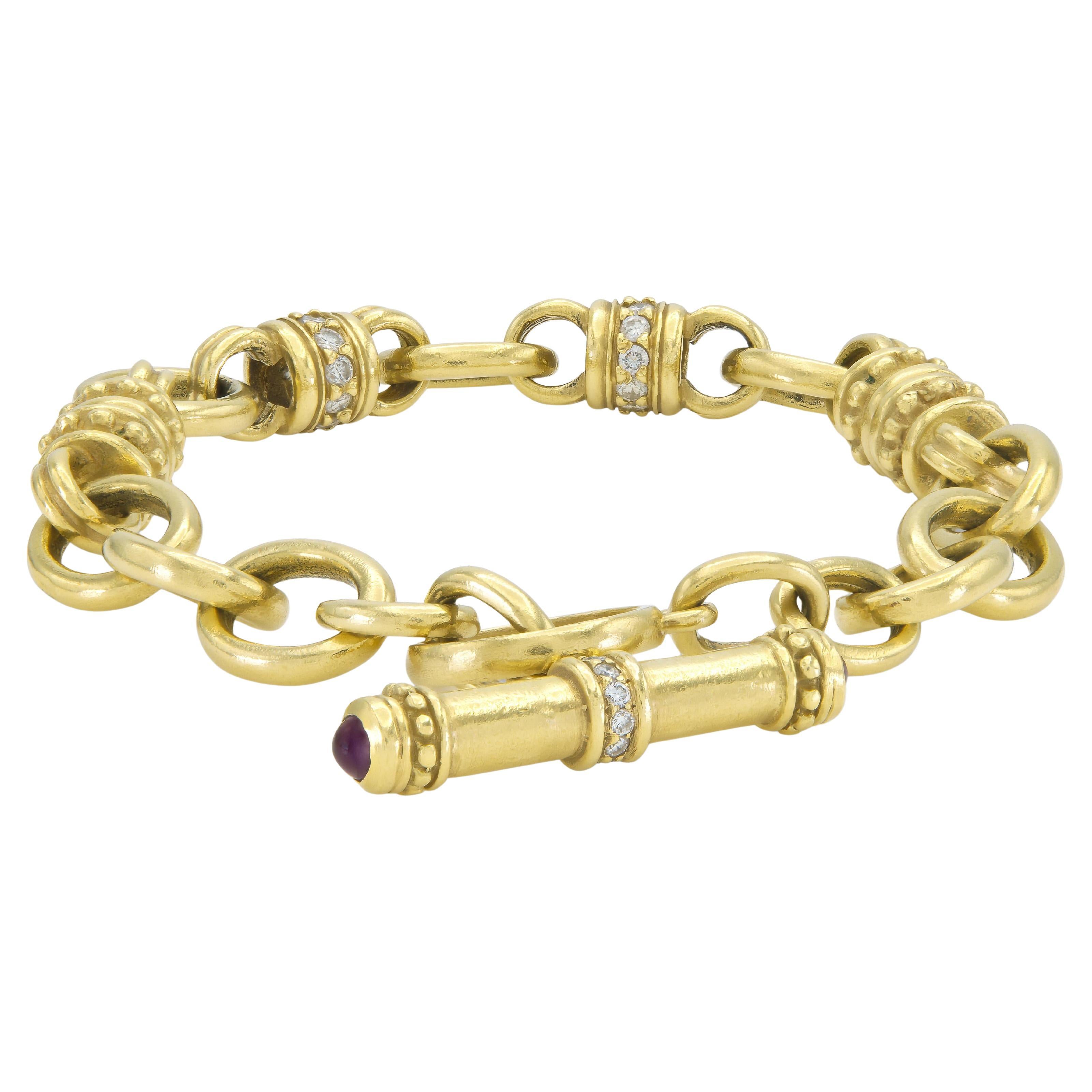 Vintage 1990s Judith Ripka Toggle Bracelet with Diamonds and Rubies For Sale