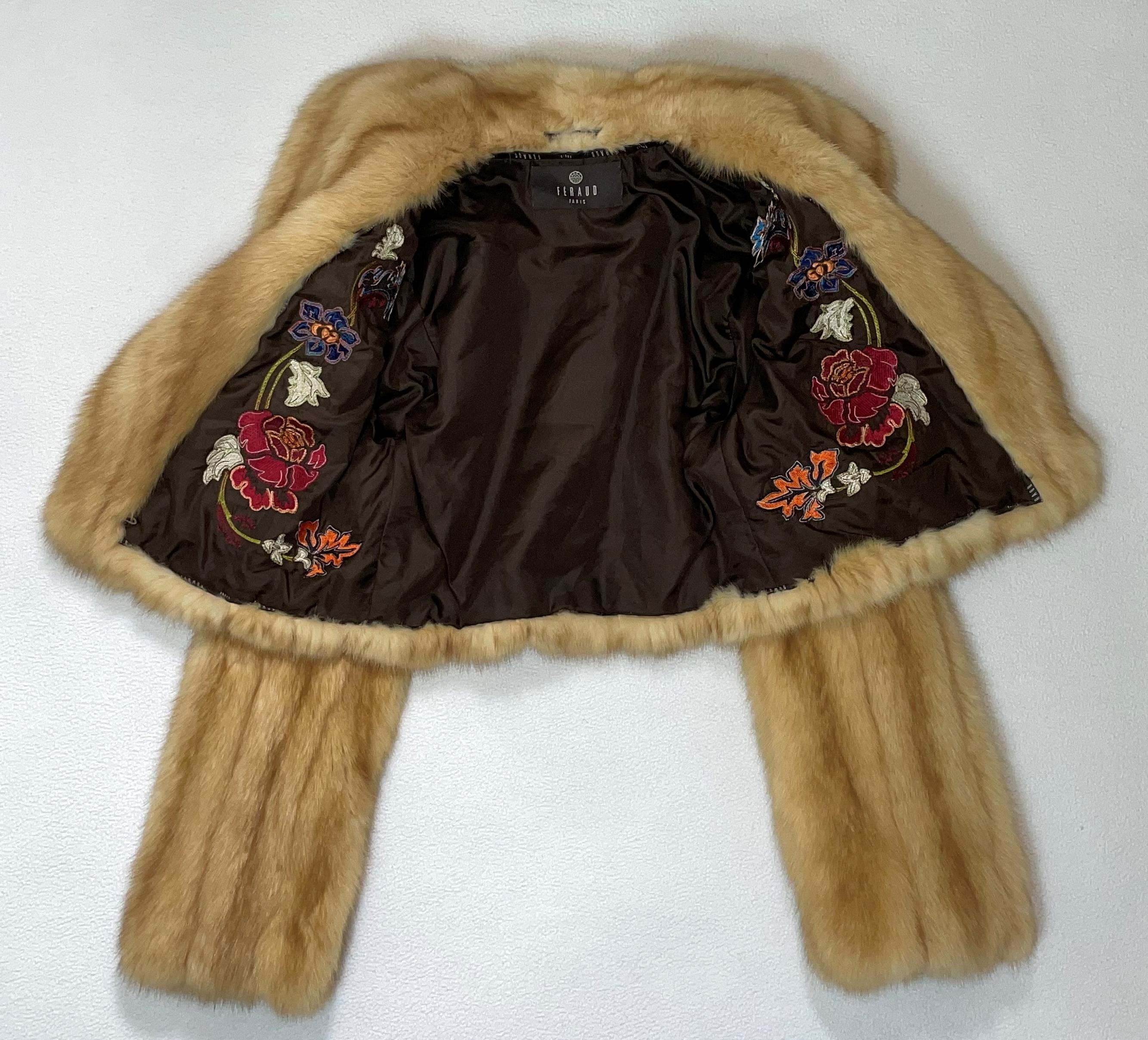 Vintage 1990's Louis Feraud Golden Fur Cropped Jacket Coat 1