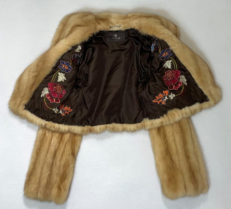 Vintage 1990's Louis Feraud Golden Sable Fur Cropped Jacket Coat For Sale 1