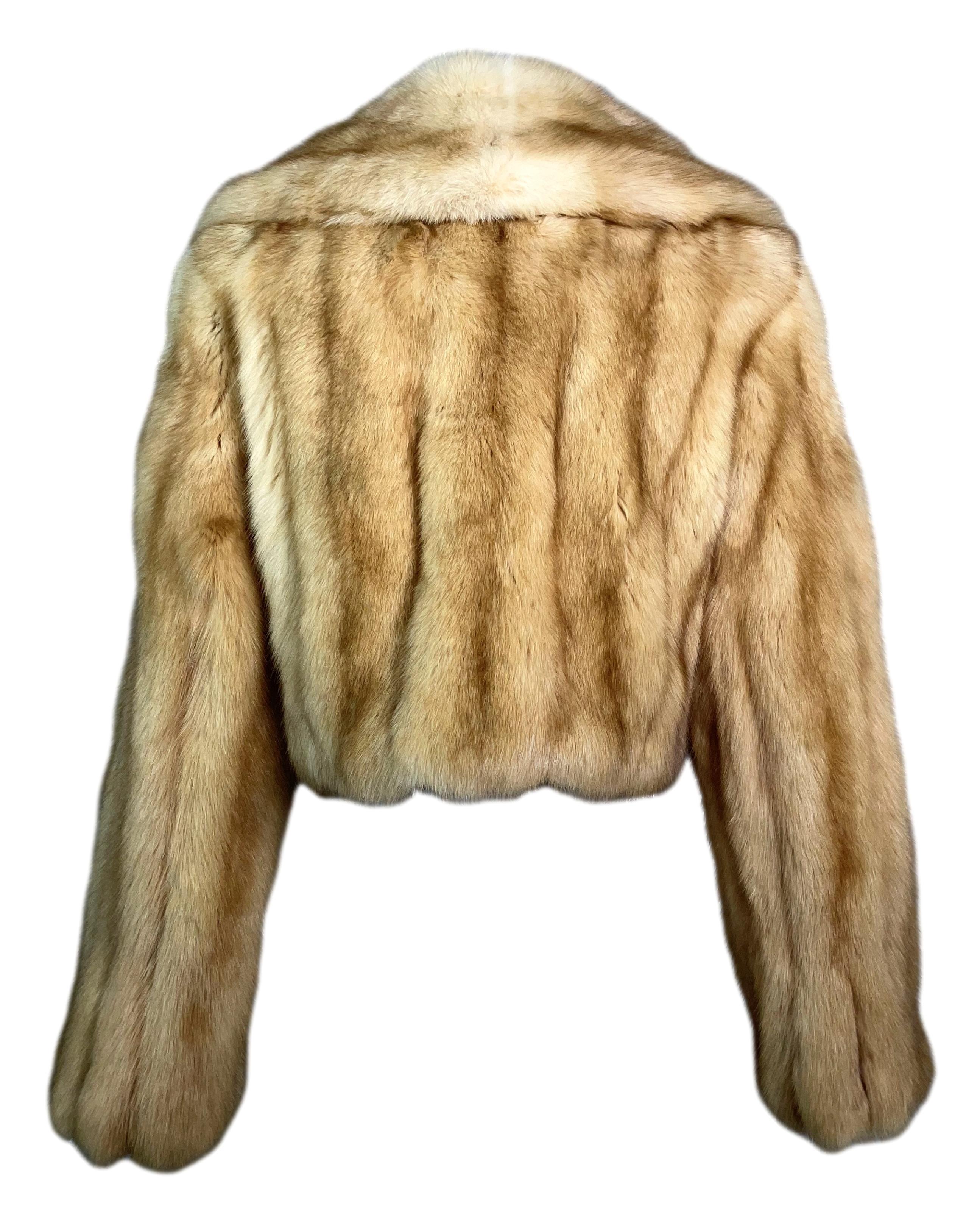 Vintage 1990's Louis Feraud Golden Fur Cropped Jacket Coat 2