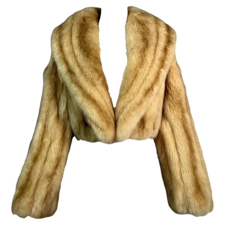 Vintage 1990's Louis Feraud Golden Sable Fur Cropped Jacket Coat For Sale