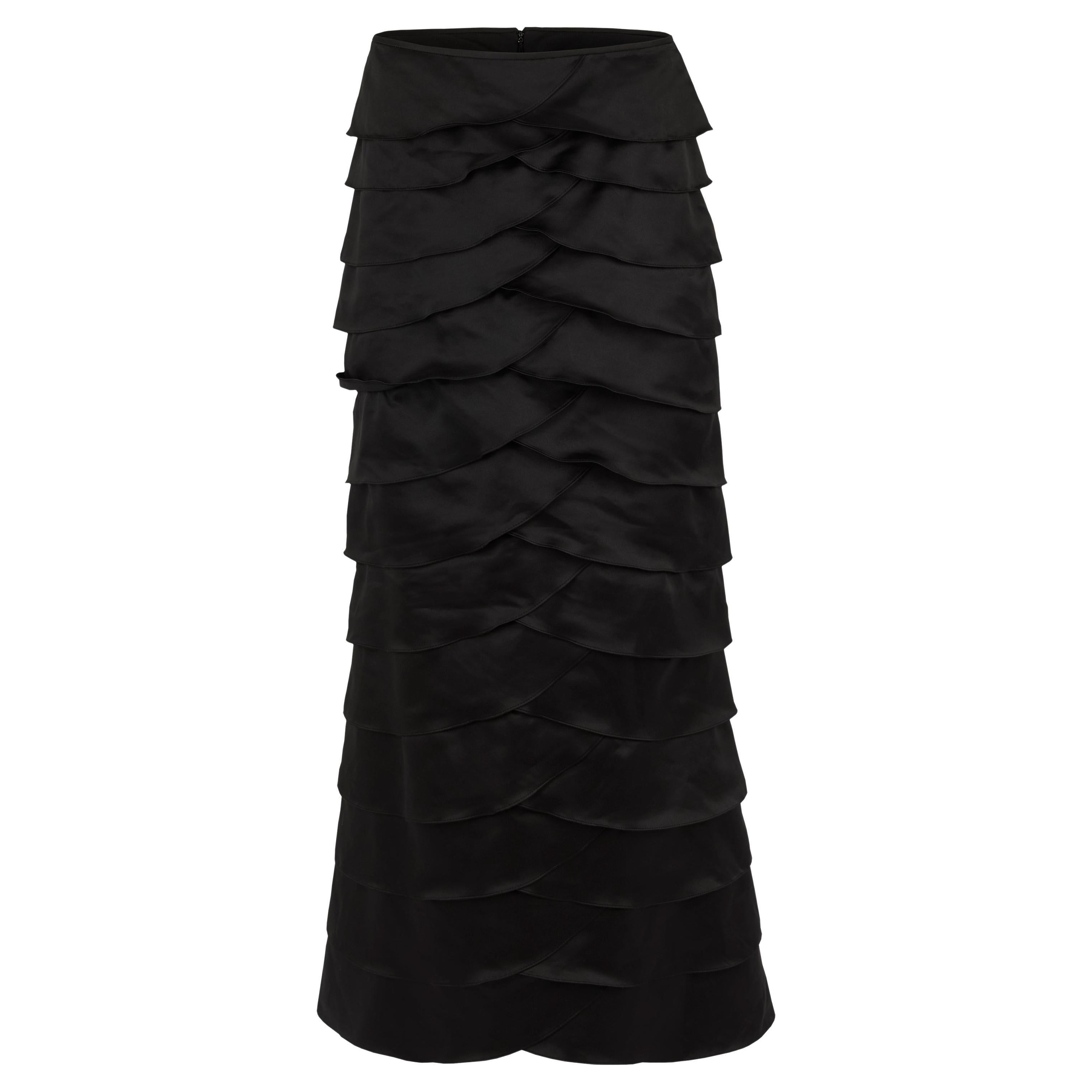 Vintage 1990's Luisa Spagnoli Black Maxi Ruffled Skirt