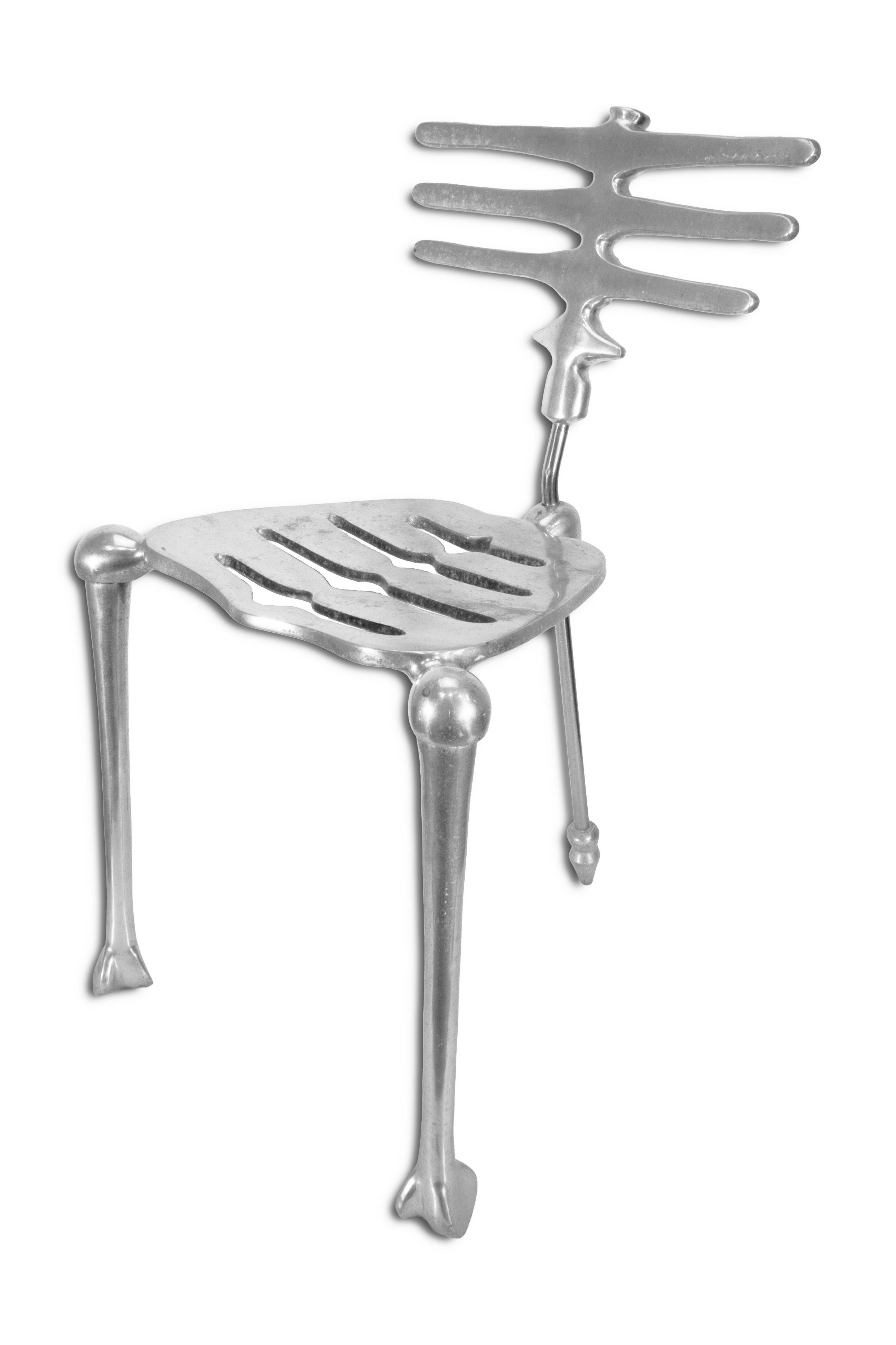 Vintage 1990s Michael Aram Signed Flights of Fancy Metal Skeleton Accent Chair For Sale 3