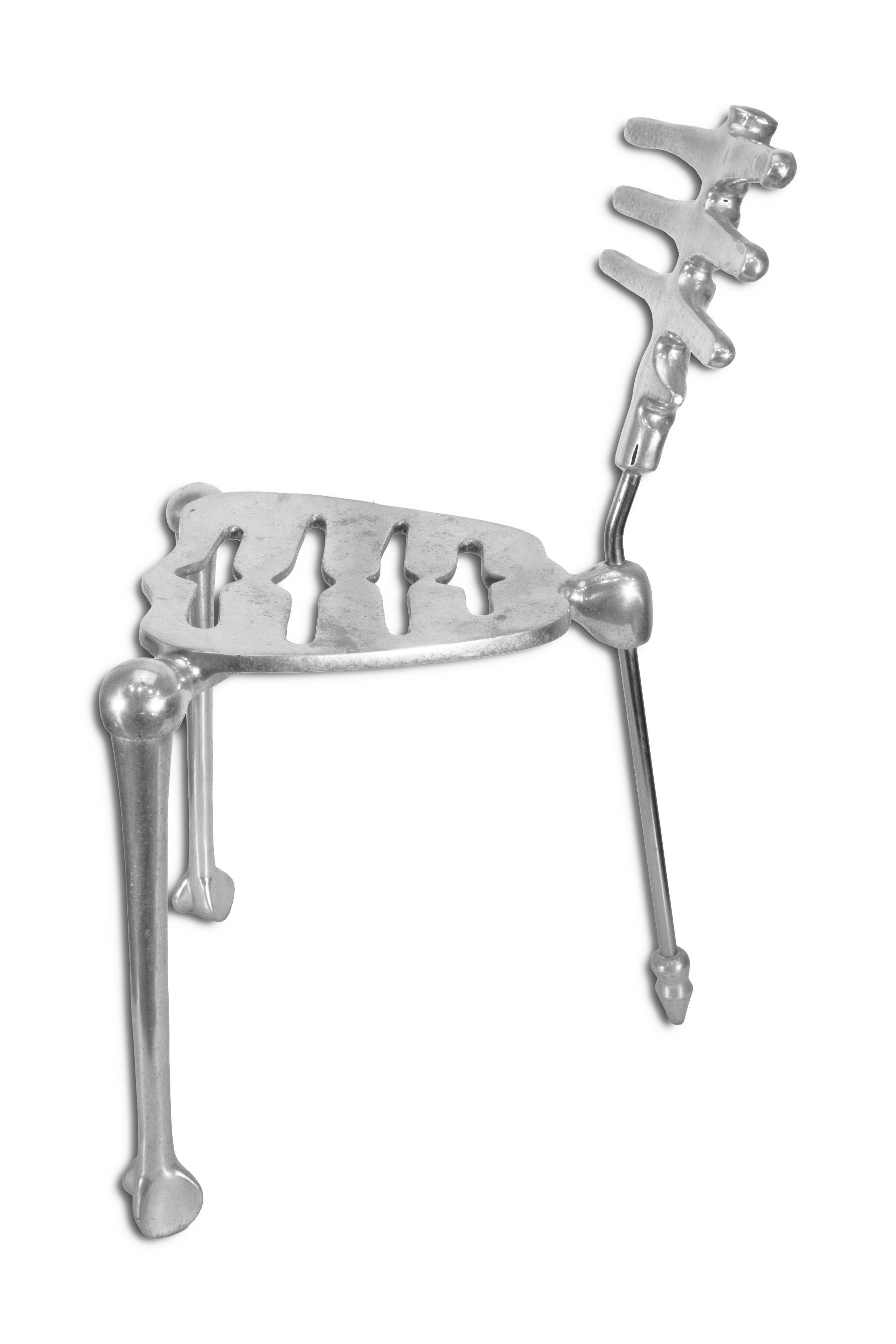 Vintage 1990s Michael Aram Signed Flights of Fancy Metal Skeleton Accent Chair For Sale 4