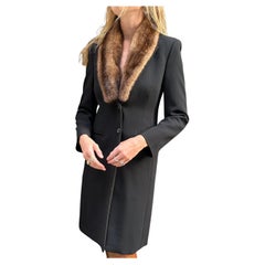 Retro 1990s Michael Kors Virgin Wool Coat with Mink Trim