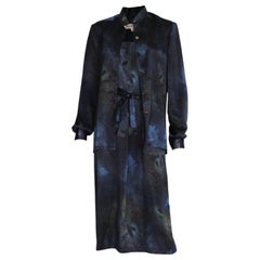Vintage 1990s  Midnight Blue, Galaxy Print Silk Vintage Dress and Overshirt
