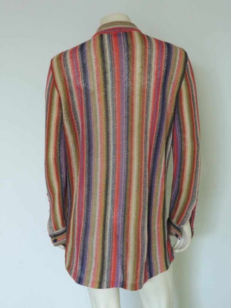 Vintage 1990s Missoni Linen Knit Multicolor Pullover Shirt In Good Condition In Oakland, CA