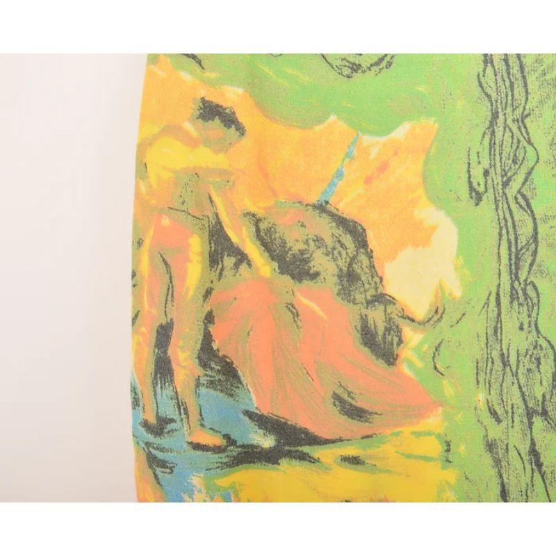 Vintage 1990er Moschino 'Anti-Bullfighting' Ombre Gelber Wickelrock (Beige) im Angebot