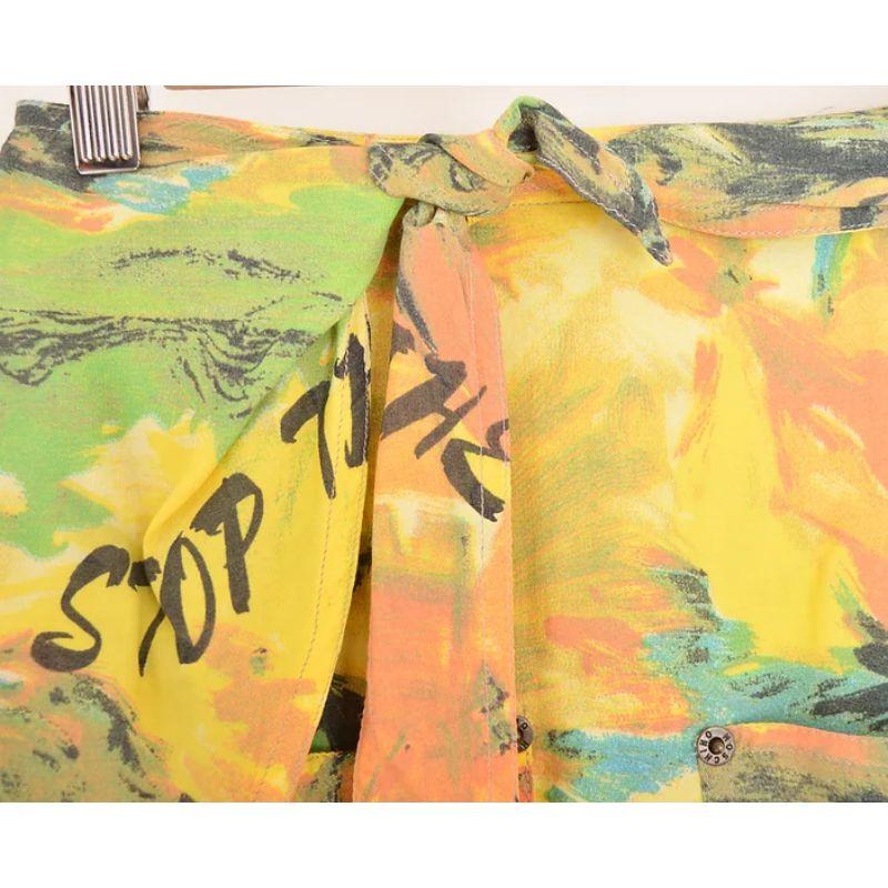 Vintage 1990's Moschino 'Anti-Bullfighting' Ombre Yellow Wrap Skirt In Good Condition For Sale In Sheffield, GB