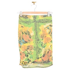 Vintage 1990's Moschino 'Anti-Bullfighting' Ombre Yellow Wrap Skirt