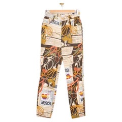 Retro 1990's Moschino 'Apple Mac' Print High Waisted Pattern Jeans Trousers
