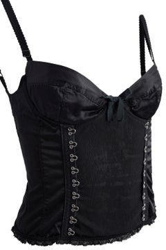 Vintage 1990's Moschino Black Satin Corset Top