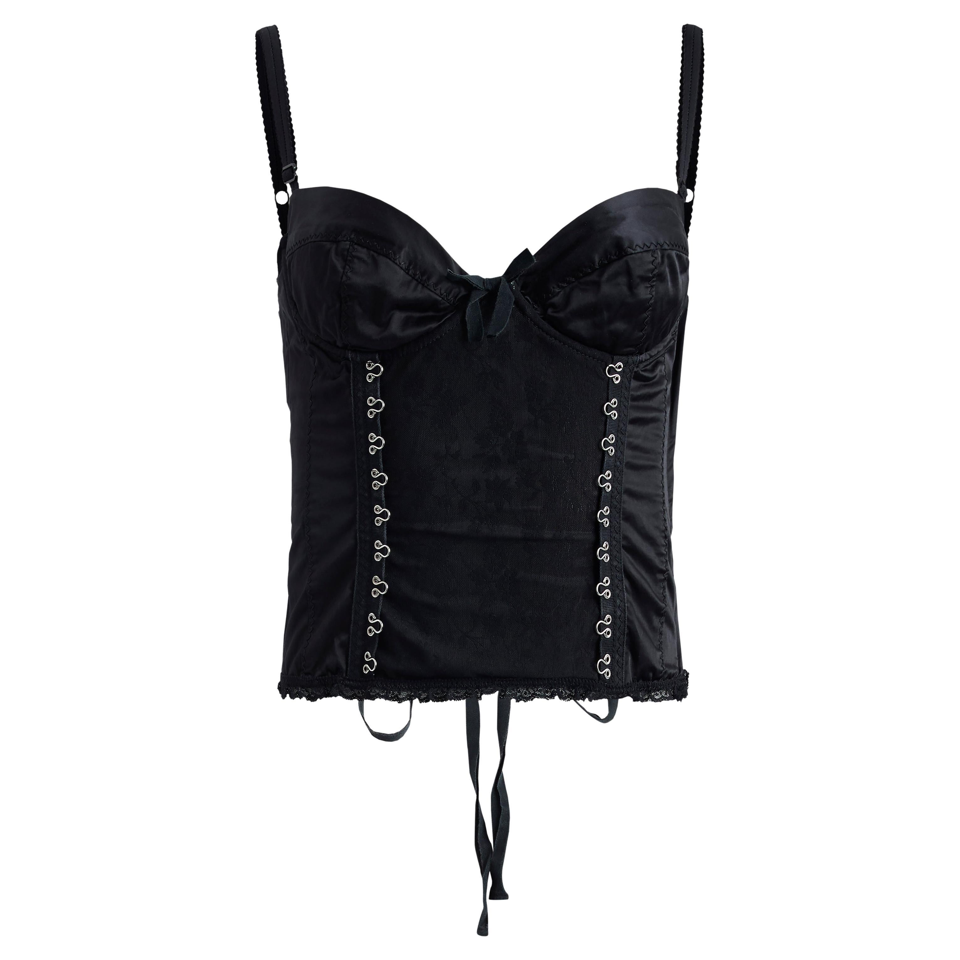 Top corsé de satén negro Moschino vintage años 90