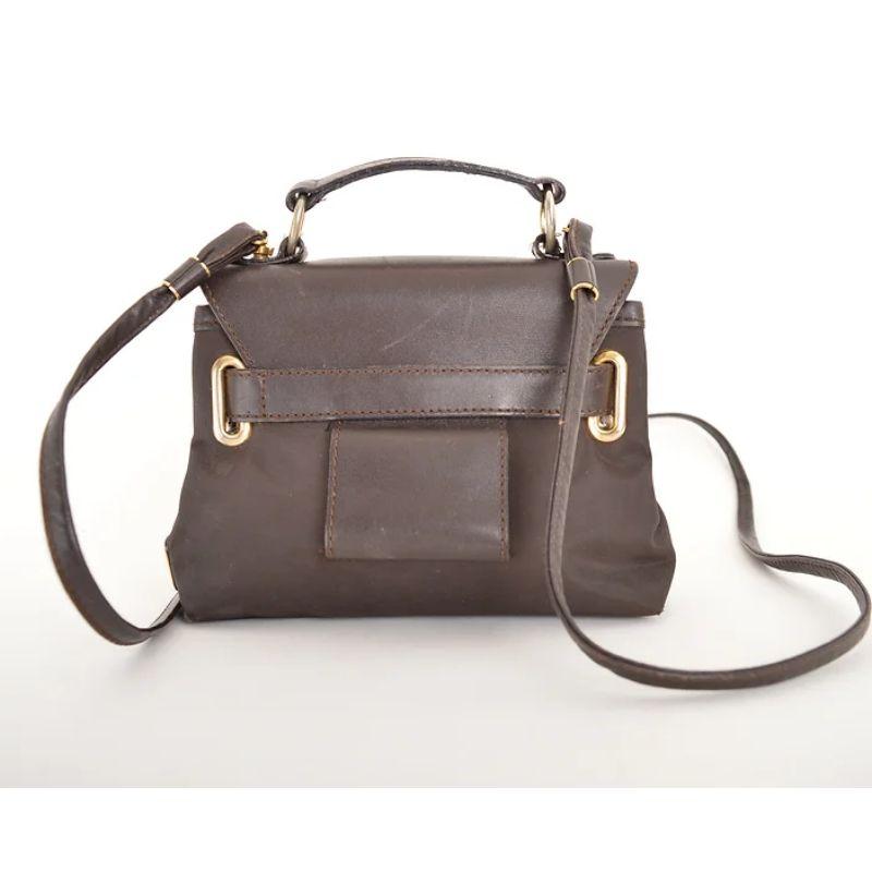 Vintage 1990's Moschino Brown Nylon & Leather Miniature Kelly Micro Bag For Sale 2