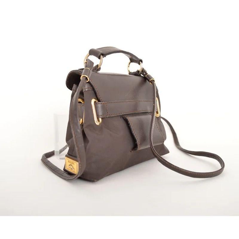Vintage 1990's Moschino Brown Nylon & Leather Miniature Kelly Micro Bag For Sale 3