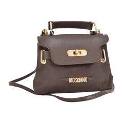 Vintage 1990's Moschino Brown Nylon & Leather Miniature Kelly Micro Bag