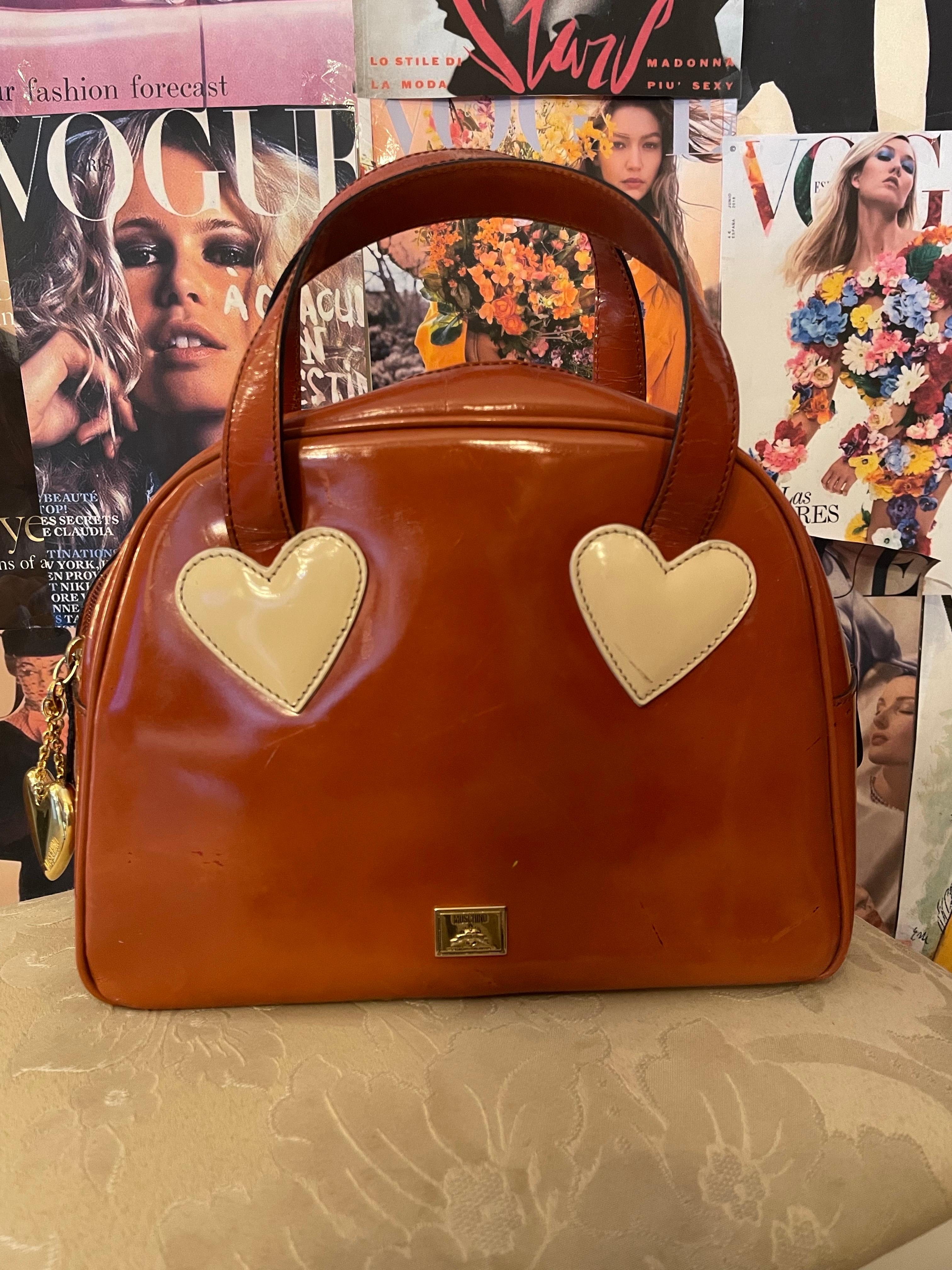 Brown Vintage 1990s Moschino by redwall bowling bag For Sale
