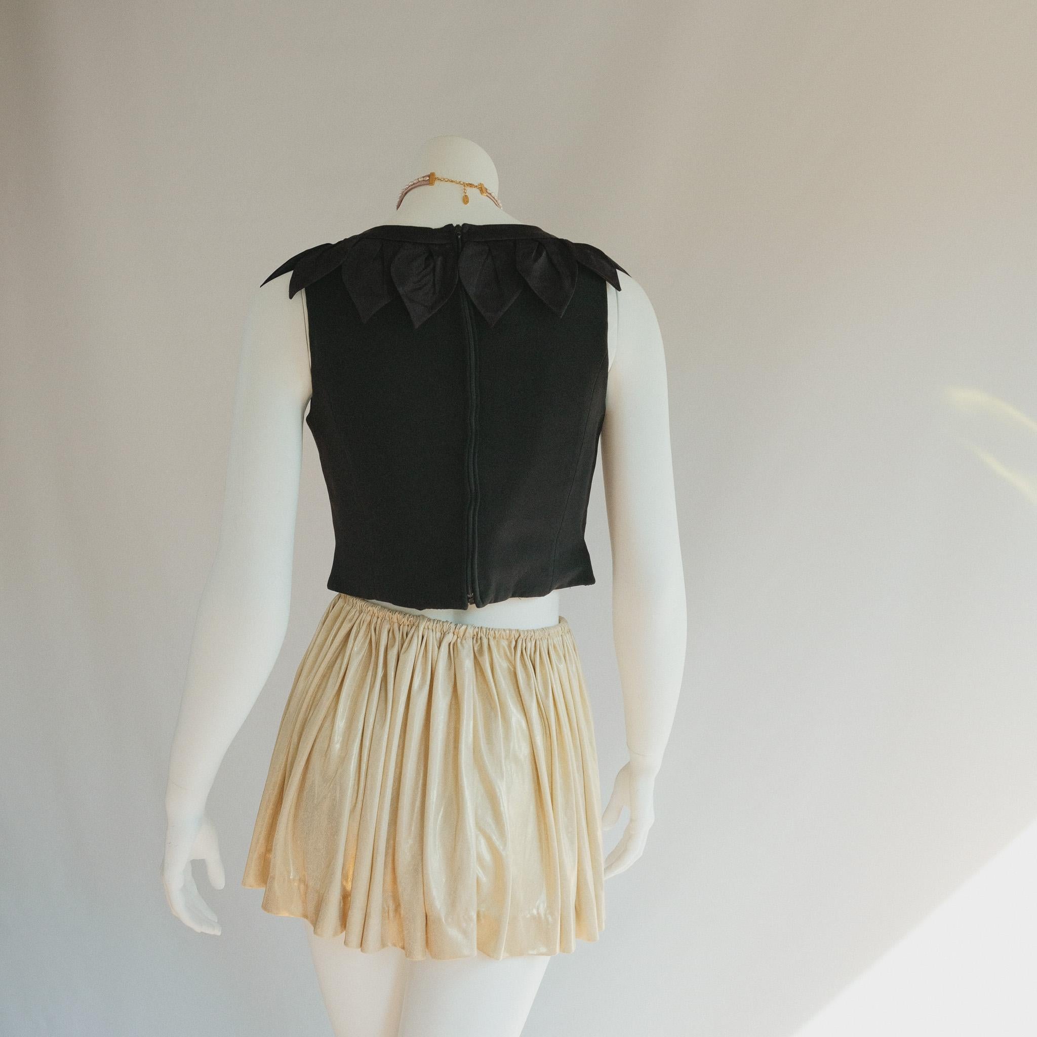 Brown Moschino Cheap and Chic Petals Black Corset Top Vintage 1990s  