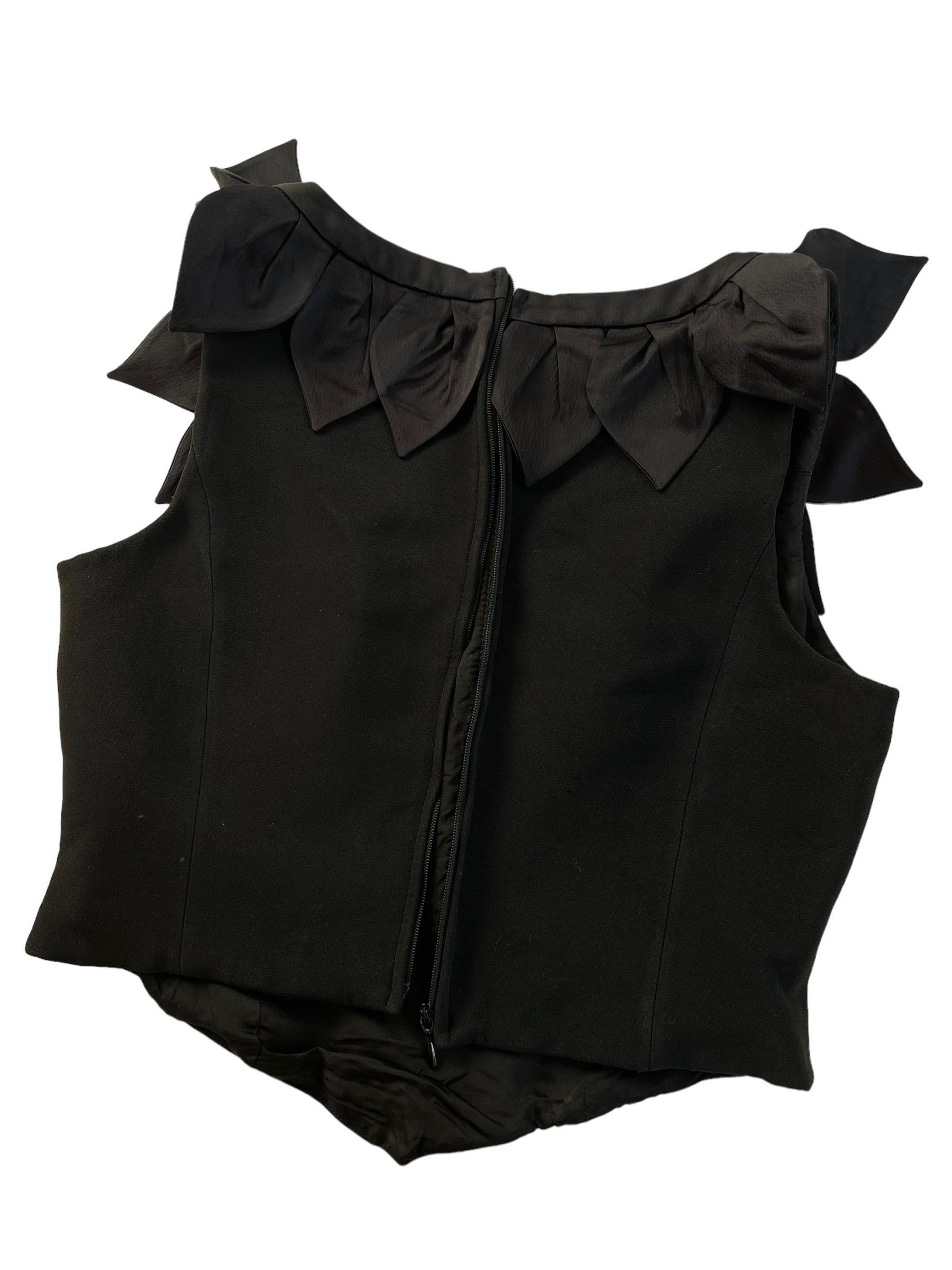 Moschino Cheap and Chic Petals Black Corset Top Vintage 1990s   5