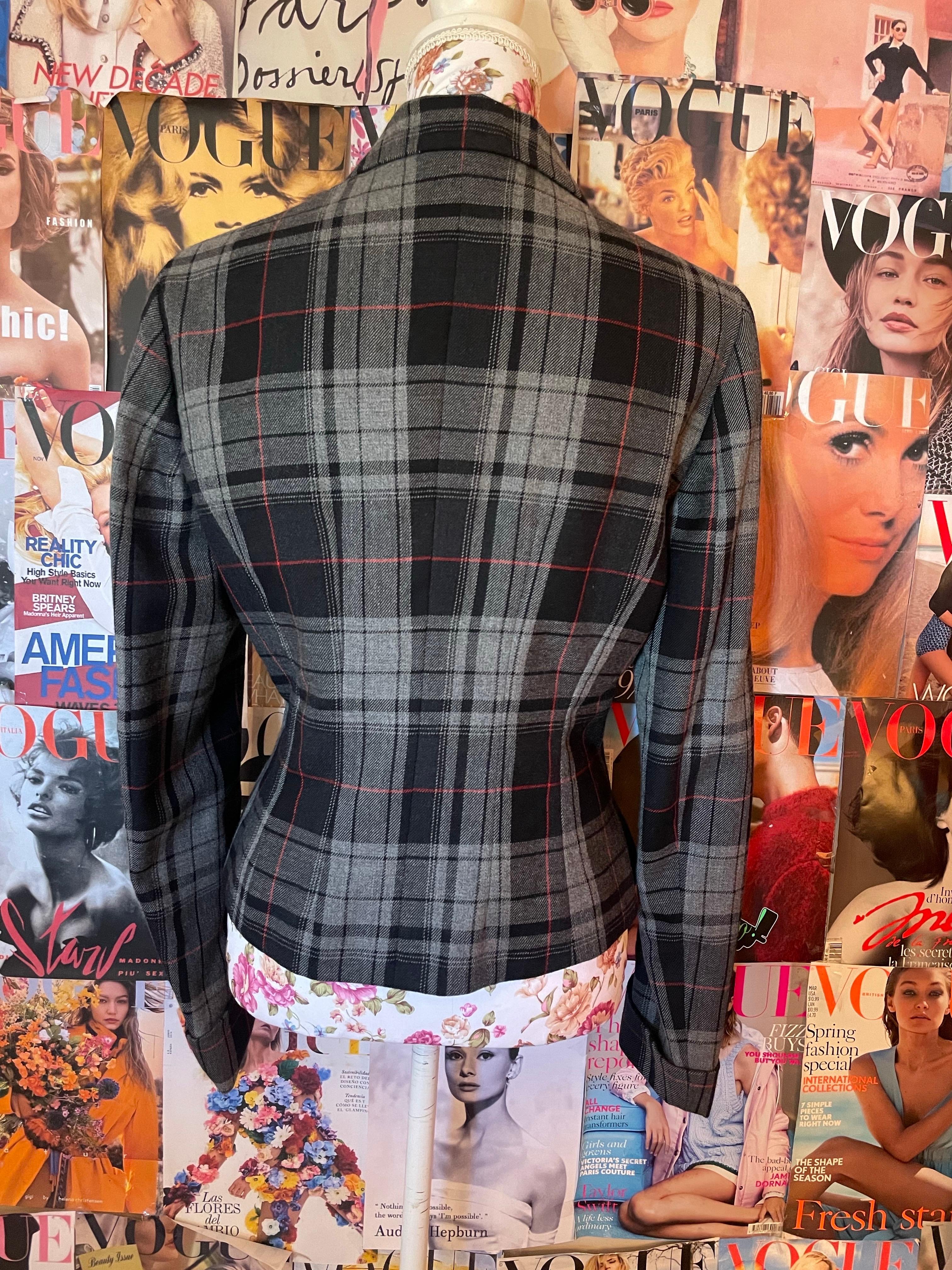 Nero Giacca blazer a quadri Moschino Cheap&Chic vintage anni '90 in vendita