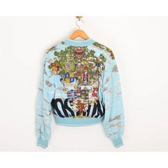 Vintage 1990's Moschino Cloud Print Cropped Spell out Pattern Bomber Jacket
