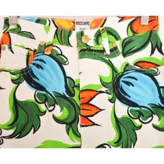 Vintage 1990's Moschino Colourful Abstract Flower Pattern High Waisted Mom Jeans