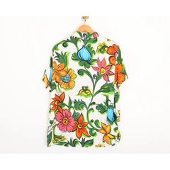 Vintage 1990's Moschino Colourful Abstract Flower Pattern Short Sleeve Shirt