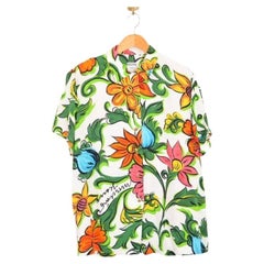 Camicia a maniche corte Moschino vintage anni '90 con motivi floreali astratti e colorati