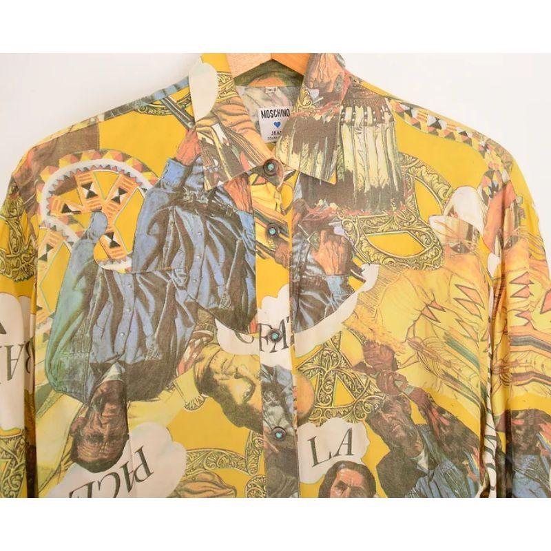 Beautiful Vintage early 1990's Moschino long sleeved Shirt, in Vibrant Colours with a beautiful Native American pattern throughout. 

MADE IN ITALY

Please note we also have other matching garments from the very same highly coveted Moschino