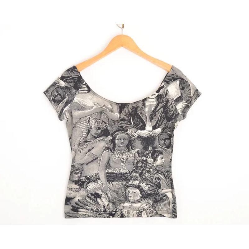 Vintage 1990's Moschino Female Etching Antique Painting Body con Pattern T Shirt In Good Condition For Sale In Sheffield, GB