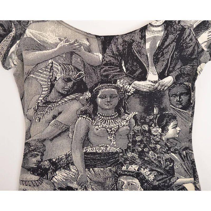 Vintage 1990's Moschino Female Etching Antique Painting Body con Pattern T Shirt For Sale 1
