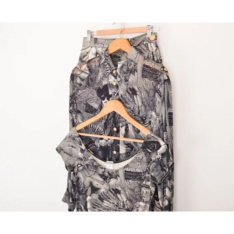 Vintage 1990's Moschino Female Etching Antique Painting High waisted Mini Skirt For Sale 2