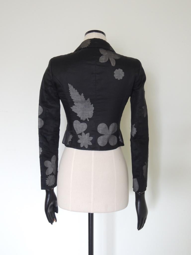 Black Vintage 1990s Moschino Floral Crop Blazer Jacket