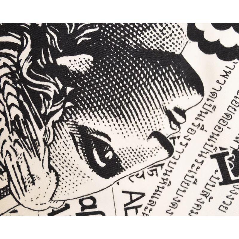 Vintage 1990's Moschino Monochrome Art Gallery Print Hochtaillierter Baumwollrock Damen im Angebot