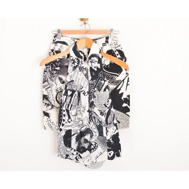 Vintage 1990's Moschino Monochrome Art Gallery Print High Waisted Cotton Skirt For Sale 3