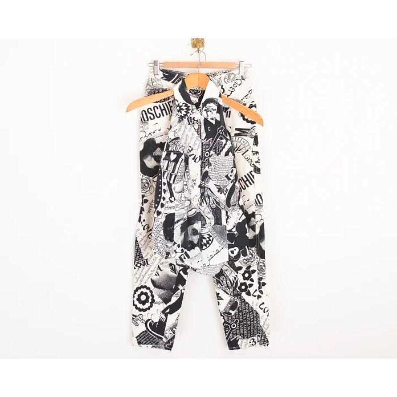 Vintage 1990's Moschino Monochrome Art Gallery Print Pattern Jeans Trousers For Sale 5