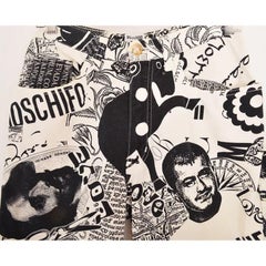 Vintage 1990's Moschino Monochrome Art Gallery Print Pattern Jeans Trousers