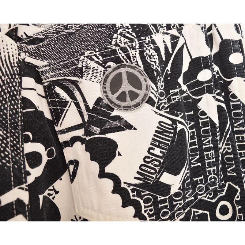 Vintage 1990's Moschino Monochrome Art Gallery Print Pattern Jeans Trousers For Sale 2