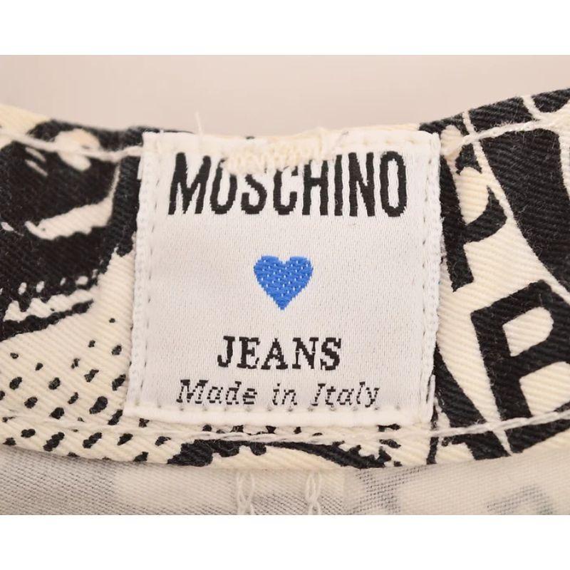 Vintage 1990's Moschino Monochrome Art Gallery Print Pattern Jeans Trousers For Sale 4