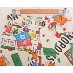 Vintage 1990er Moschino 'Moschinopoly' Hose mit hoher Taille und Druck