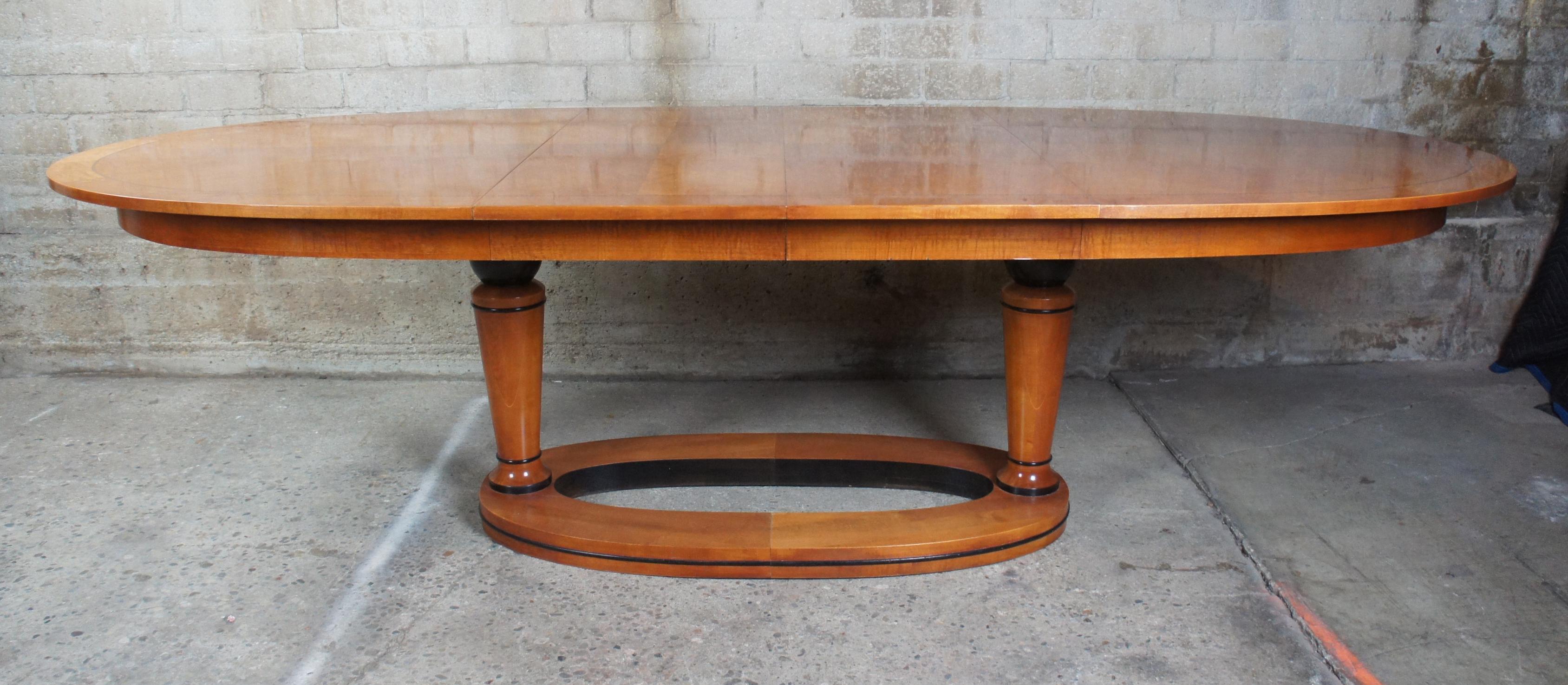 Vintage 1990s National Mt. Airy Maple Ebonized Biedermeier Dining Table 4064 In Good Condition In Dayton, OH