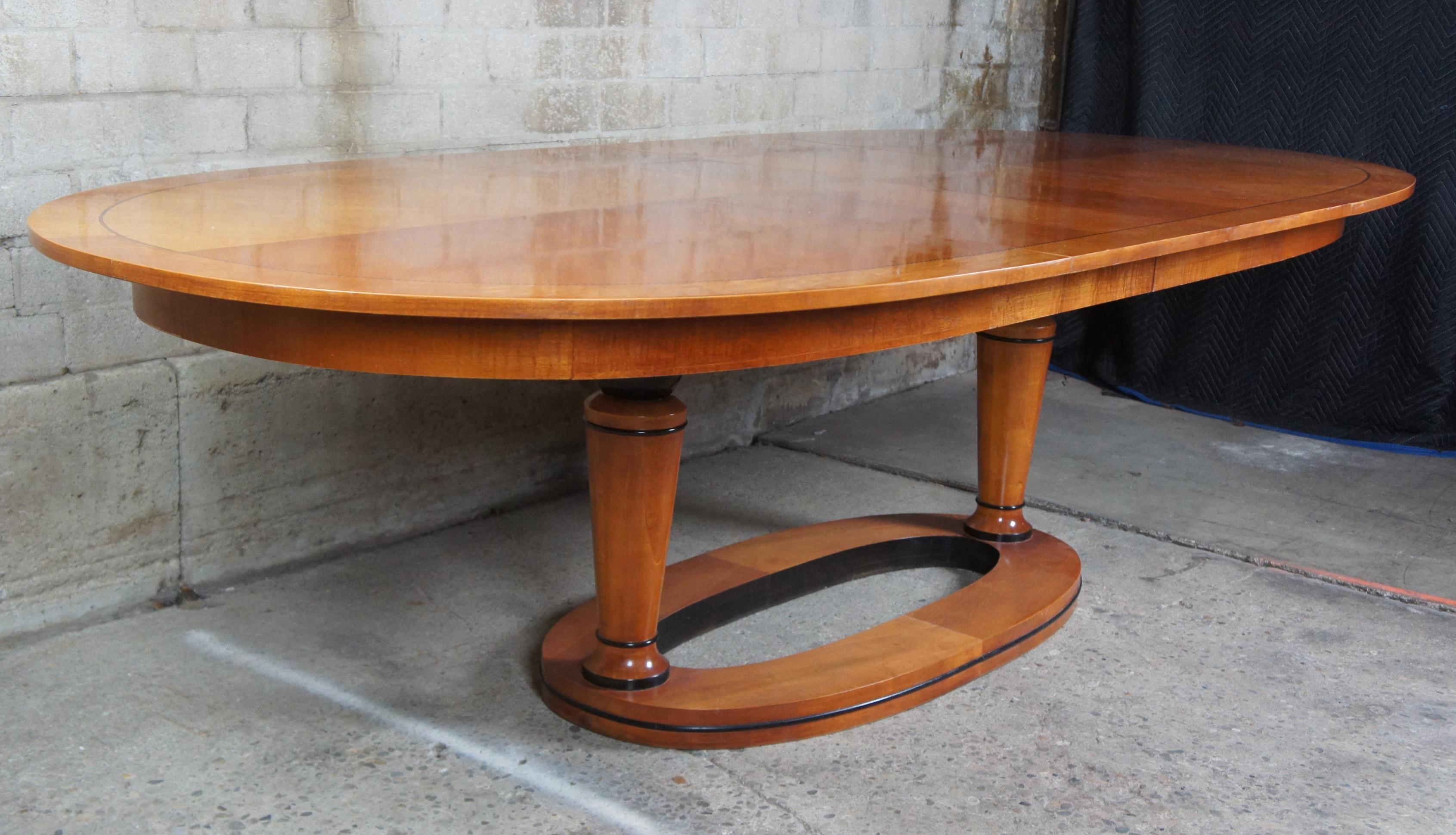 Late 20th Century Vintage 1990s National Mt. Airy Maple Ebonized Biedermeier Dining Table 4064