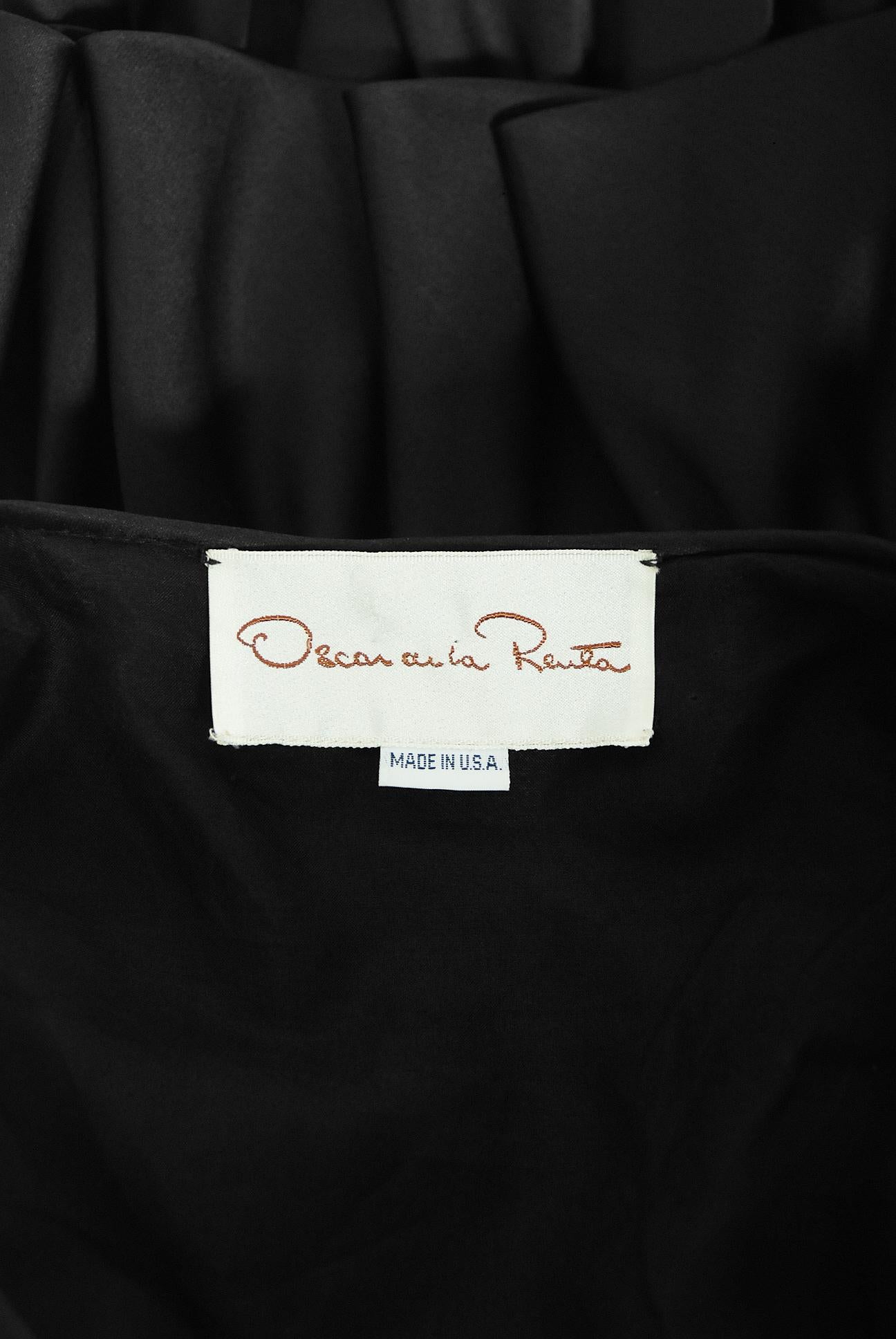 Vintage 1990's Oscar de la Renta Black Silk Tiered-Ruffle Short Sleeve Jacket 6