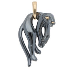 Vintage 1990's Panthère de Cartier Hematite Pendant