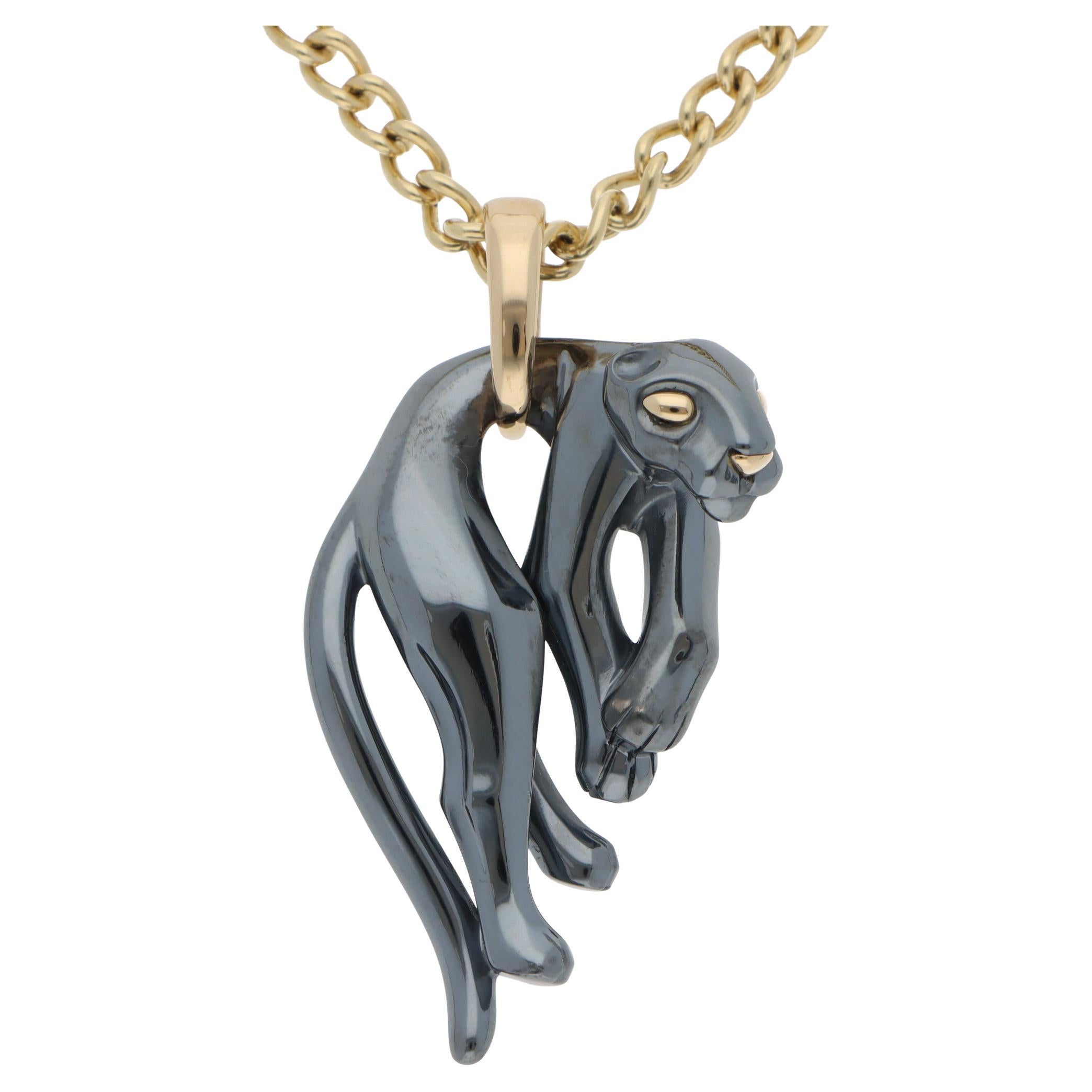 Vintage 1990's Panthère de Cartier Hematite Pendant