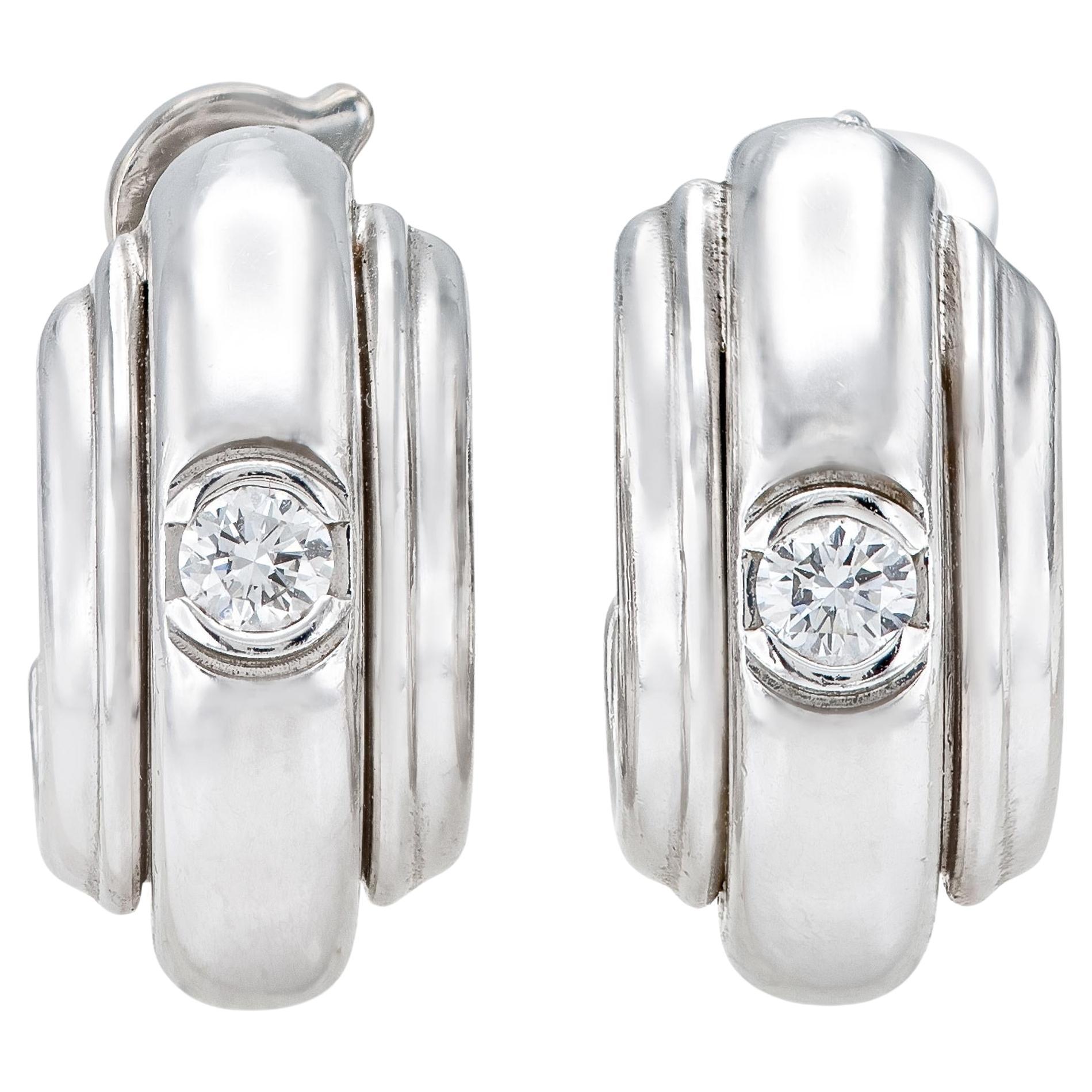Vintage 1990s Piaget Huggie Earrings with Diamond For Sale