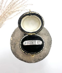 Vintage 1990s Platinum, Emerald Cut Diamond Half Eternity Ring